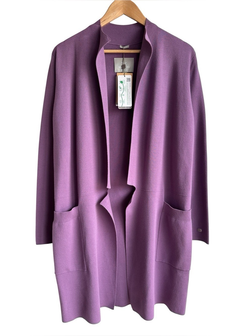Soia & Kyo Benela Coatigan Open Front Sweater Sz Small Purple Longline Layering